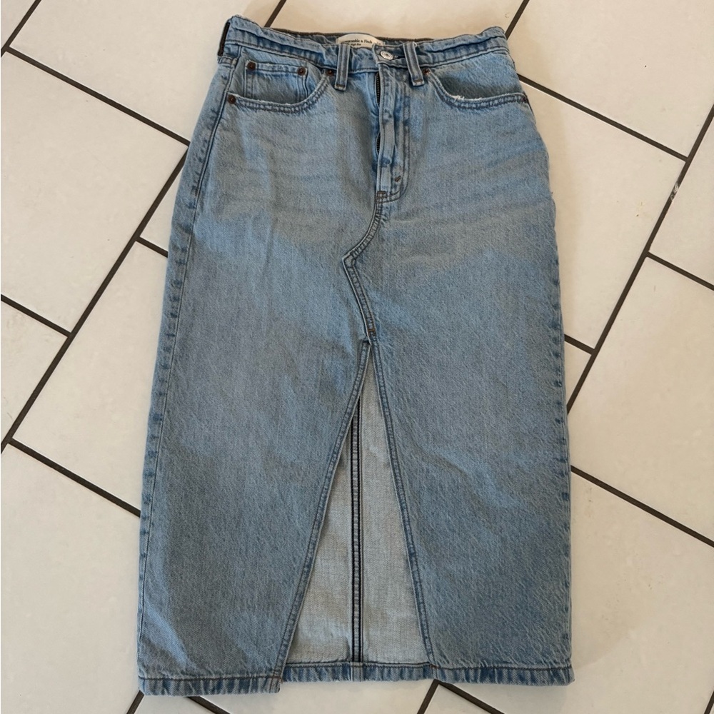 Blue Denim Midi Skirt